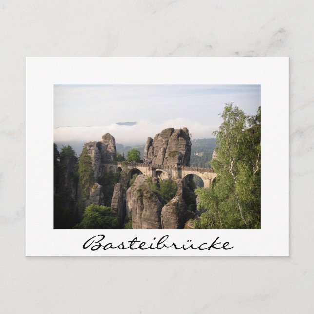 Postal blanca del puente Bastei (Basteibrücke) (Anverso)