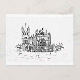 Postal blanca negra de la Catedral de Exeter, pers
