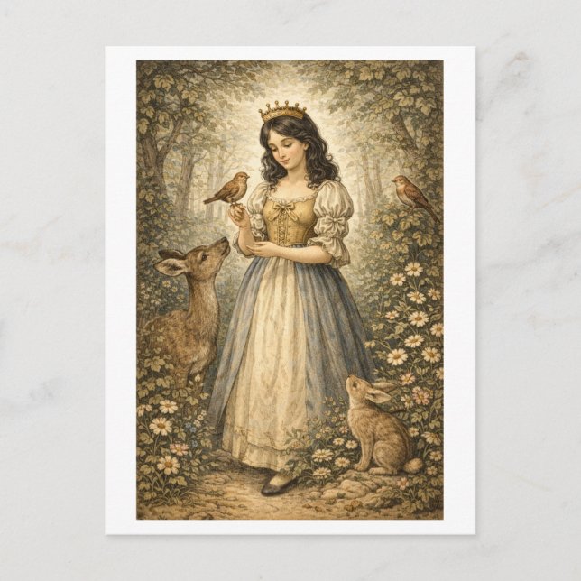 Postal Blanca Nieves de estilo vintage (Anverso)