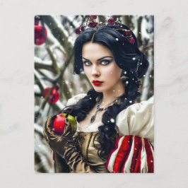 Postal Blancanieves con la manzana envenenada