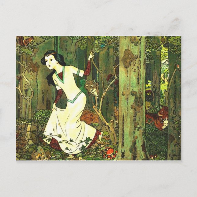 Postal Blancanieves Perseguidos Por Lobos (Anverso)