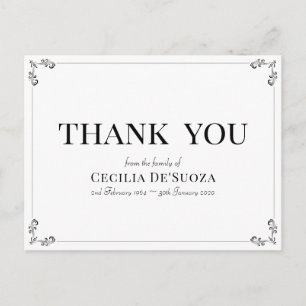 Postal Blanco Agradecido Vintage Clásico Elegante Sencill