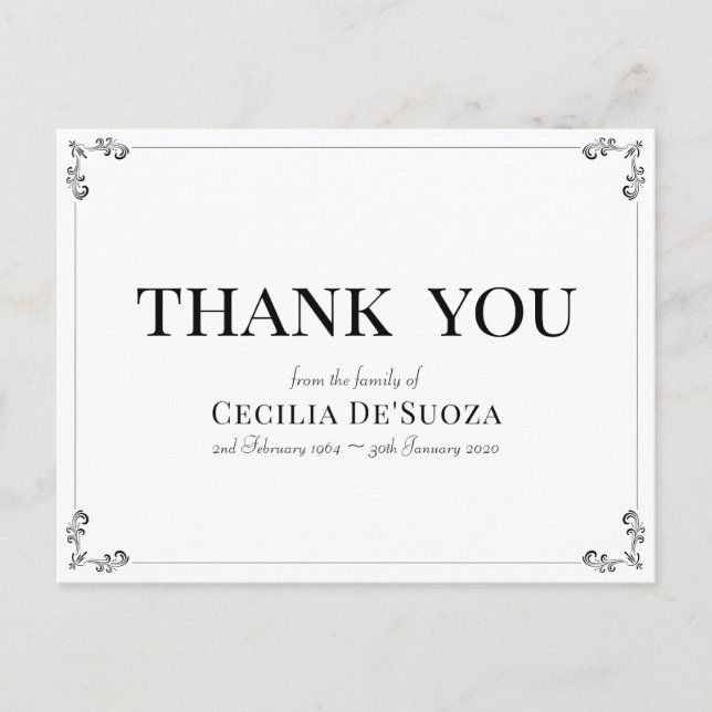 Postal Blanco Agradecido Vintage Clásico Elegante Simple (Anverso)