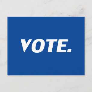 Postal Blanco azul "Vote"