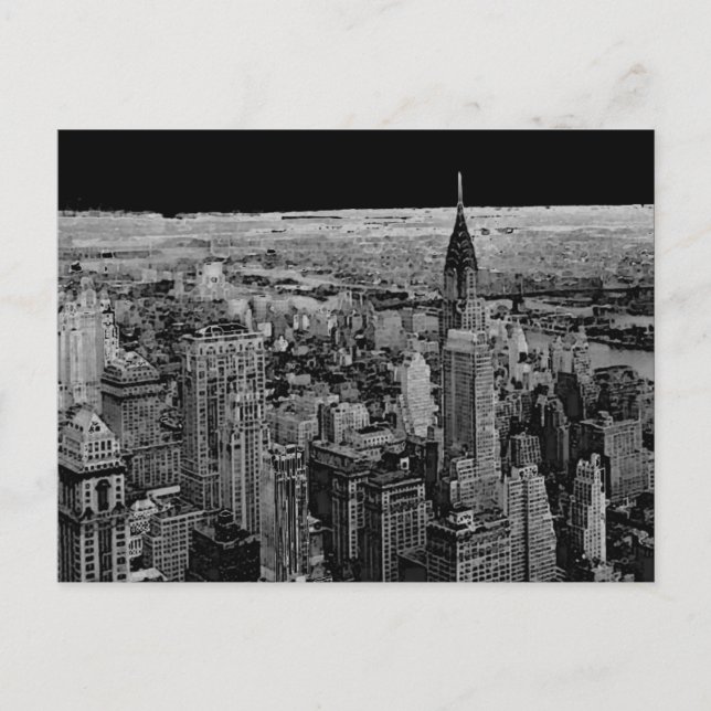 Postal blanco negro de la ciudad de Nueva York (Anverso)