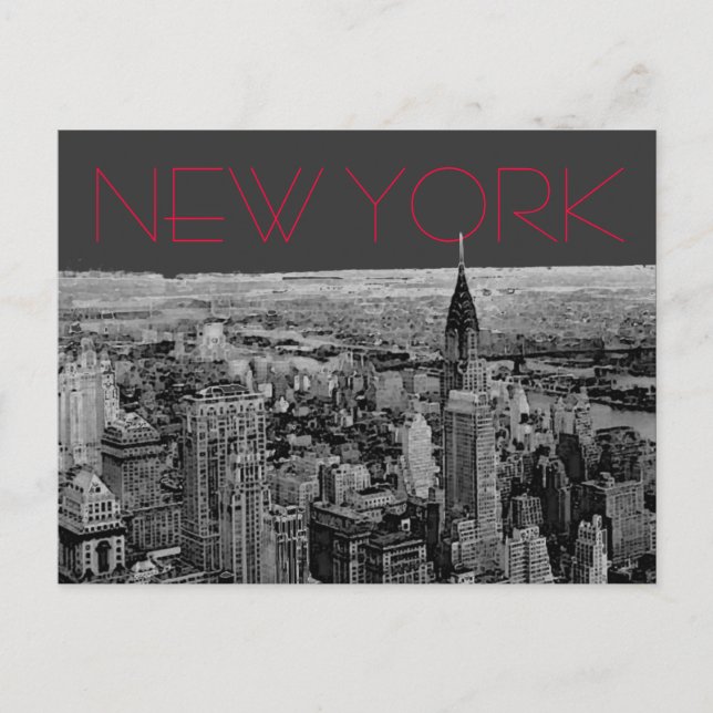 Postal blanco negro de la ciudad de Nueva York (Anverso)