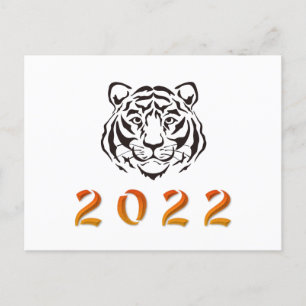 Postal Blanco negro del Año del Tigre 2022