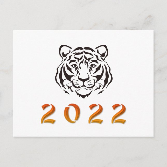 Postal Blanco negro del Año del Tigre 2022 (Anverso)