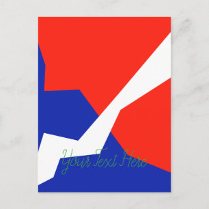 Postal Blanco Rojo Azul