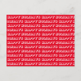 Postal Blanco rojo de "Felices Fiestas"