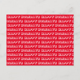 Postal Blanco rojo de "Felices Fiestas"