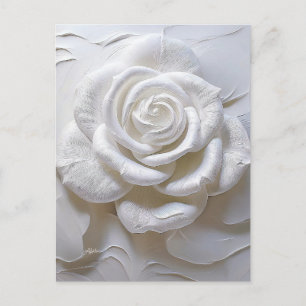 Postal Blanco Sobre Blanco - Rosa Esculpida