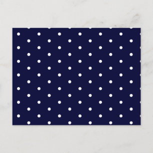 Postal Blanco sobre puntos de polka de la marina