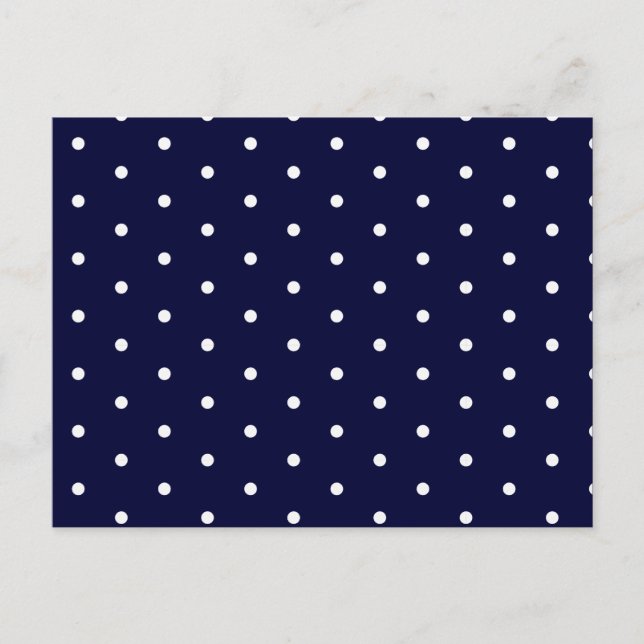 Postal Blanco sobre puntos de polka de la marina (Anverso)