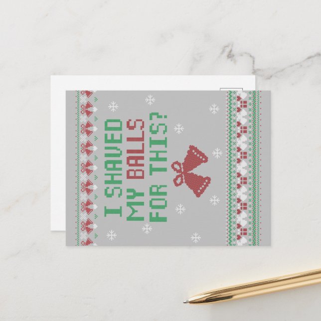 Postal Blanco verde rojo | Me Sacudí Las Bolas Por Esto? (Anverso/Reverso In Situ)