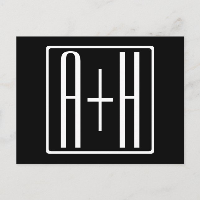 Postal Blanco y negro | Iniciales de parejas (Anverso)