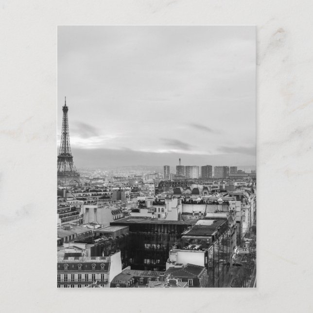 Postal Blanco y negro: Torre Eiffel, París, Francia (Anverso)