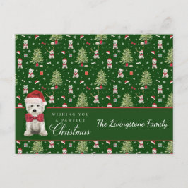Postal Blancos Westie Navidad Caprichoso