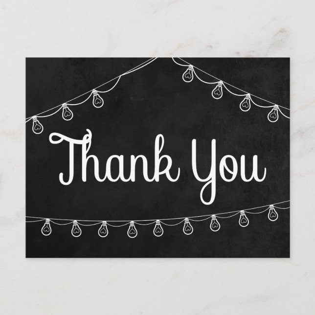 Postal Blancos y negros Gracias a Chalkboard String Light (Anverso)