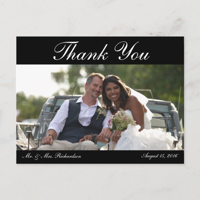 Postal Blank - Horiz. Foto de boda personalizada de B&W G (Anverso)