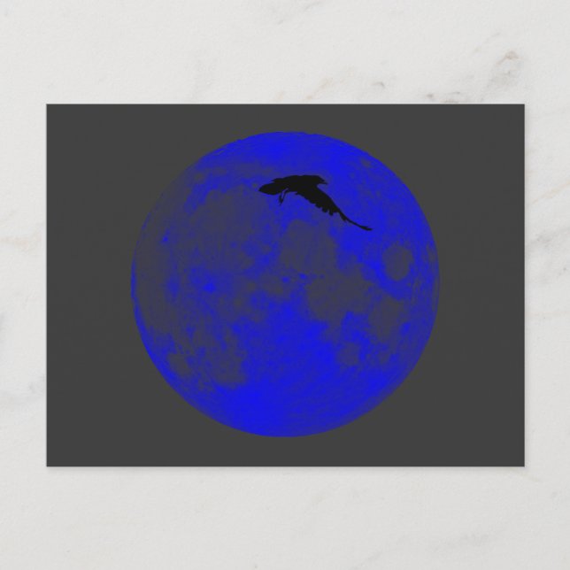 Postal Blauer Mond Raben Blue Moon Raven (Anverso)