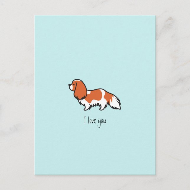 Postal Blenheim Cavalier minimalista King Charles Spaniel (Anverso)