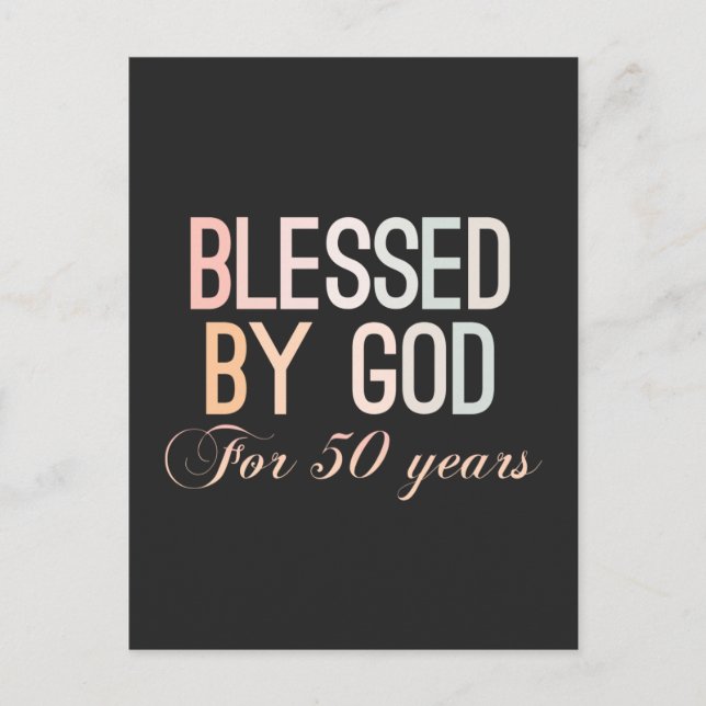 Postal Blessed by God for 50 years, 50th birthday design (Anverso)