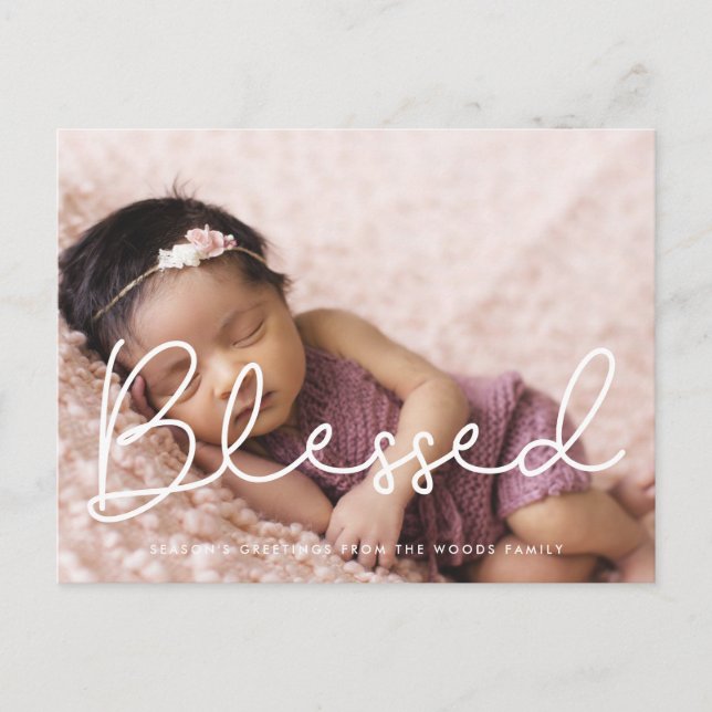 Postal Blessed Cute script photo festividad (Anverso)