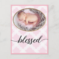 Blessed guion rosado foto de bebé recién nacida