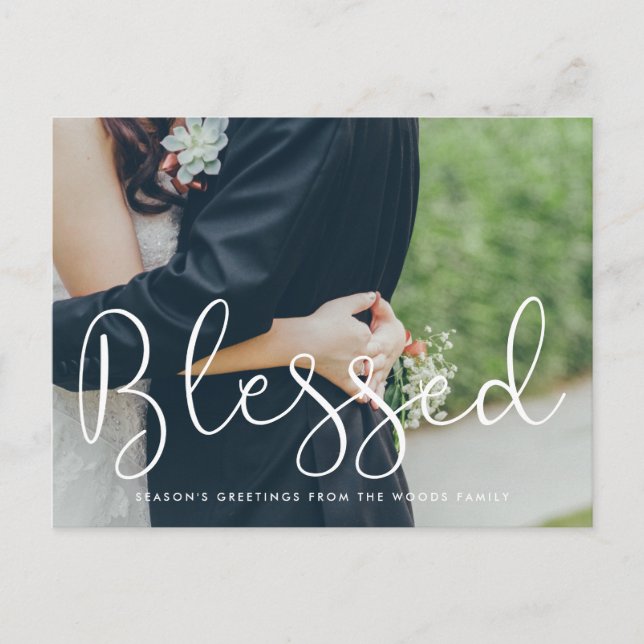 Postal Blessed Whimsical script photo day (Anverso)