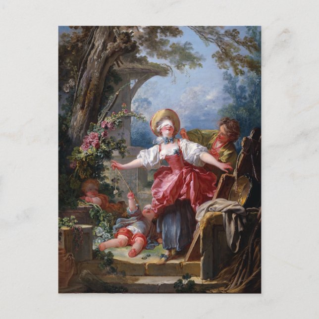 Postal Blind-Mans Bluff de Jean-Honore Fragonard (Anverso)