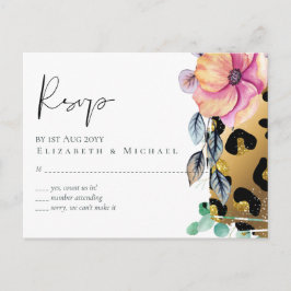 Postal Bling Glamuroso Estampado de Leopardo Rosa Dorado