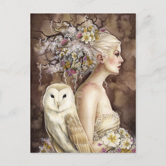 Postal Blodeuwedd en Bloom (Anverso)