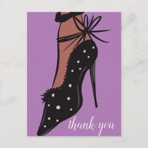 Postal  Bloguera de moda de tacón elegante belleza púrpur