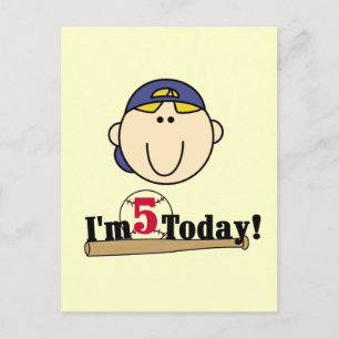 Postal Blond Boy Baseball 5º cumpleaños
