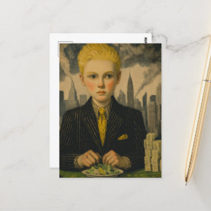 Postal Blond Business Boy En El Escritorio