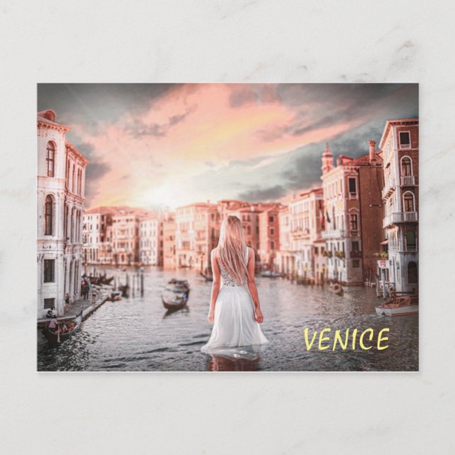 Postal Blondie En La Venecia Romántica (Anverso)