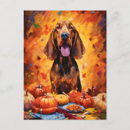 Postal Bloodhound Otoño Día de Acción de Gracias