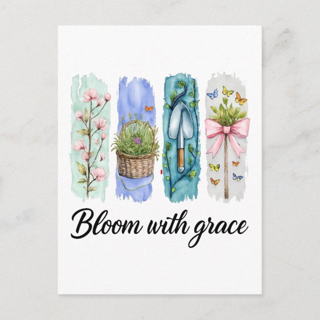 Postal Bloom con arte floral Grace Garden (Anverso)