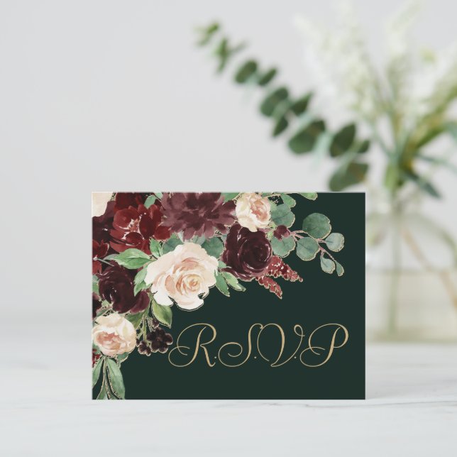 Postal Bloom ruso | Terracota y Marsala Red RSVP (Anverso de pie)