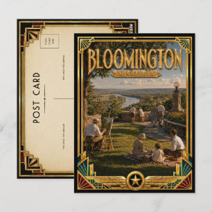 Postal Bloomington Minnesota Arte Deco Vintage Edad Dorad