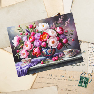 Postal Blooms of Elegance: Orientales Bouquet Peonies