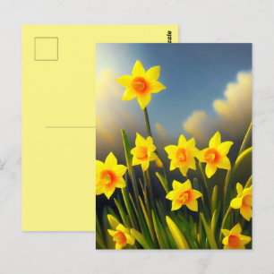 Postal Blooms soleados: Daffodils de oro en plena gloria