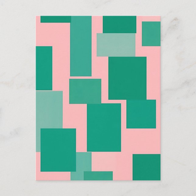 Postal Bloque de color rosa verde patrón moderno abstract (Anverso)