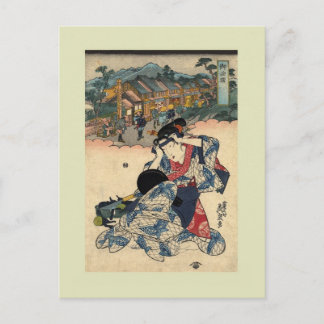 Postal Bloque de madera de Japón