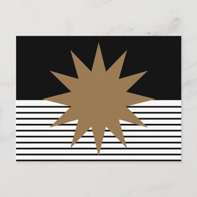 Postal Bloqueo de color blanco negro y sol marrón (Anverso)