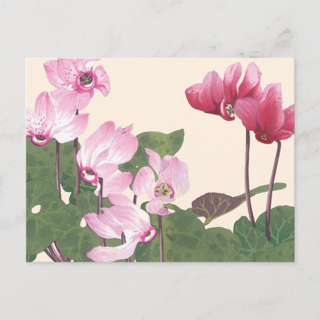 Postal Bloqueo vintage japonés rosa Lotus floral de mader (Anverso)