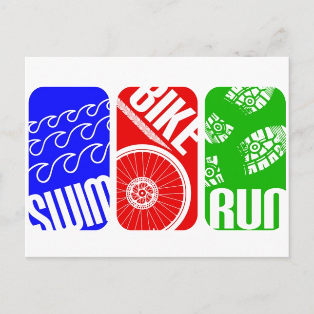 Postal Bloques de color Triathlon TRI (Anverso)