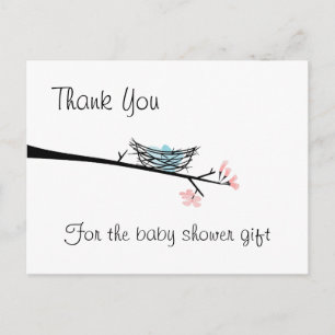 Postal Blossom Branch y Nest Gracias Postcard