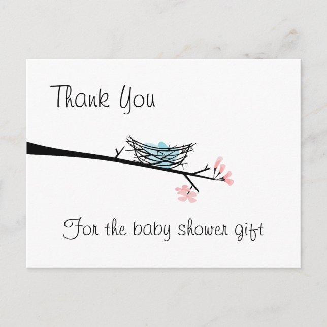 Postal Blossom Branch y Nest Gracias Postcard (Anverso)